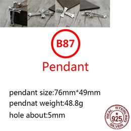 Lockets B87 S925 Sterling Silver Pendant Personalised Punk Style Retro Hip Hop Simple Diamond Set Large Cross Flower Letter Shape Gift for