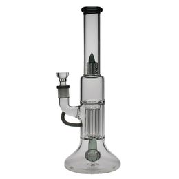 SAML 14" Height Hookahs 6 Pillar Glass Bong Dab Rig Grided Perc Water pipe Joint Size 18.8mm PG3033/FC-133 Black