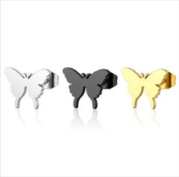 10piarslot Well Defined Butterfly Earrings Stainless Steel Earring Simple Black Gold Hiphop Cute InseEar Studs Women Girls Men Ki1715629