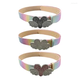 Belts Adjustable Heart Wing Buckle Waist Belt Y2K Girl Full Sequins For Skirt