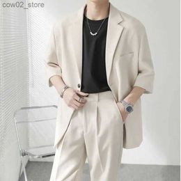 Men's Tracksuits Men Summer Suits Handsome Well Fitting Short 2 Pieces Sets Stylish Male Solid All-match Mid-sleeve Suit Women Fashion Clothing Q230103