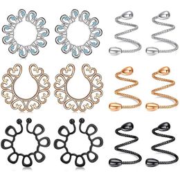 Other Fake Nipple Rings Stainless Steel Nonpiercing Nipple Rings Clip on Nipplerings Faux Body Piercing Jewellery for Women 46 Pairs