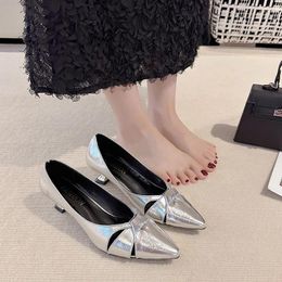 Dress Shoes French Fashion Pointed Toe Flat Heels Women Pumps 2024 Designer Shallow Sandals Elegant Steel Tube Dance Mule