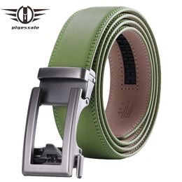 Brown Coffee Black Grass Green Mens Belt Automatic Ratchet Buckle Luxury Brand Genuine Leather Men Ceinture Homme B64 240103