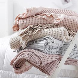 Blankets Japanese Leisure Blanket Throw Cotton Waffle Towel Sofa Cover Office Air-conditioning Thin For Beds Comfortable