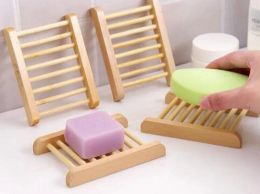 PCS Natural Bamboo Trays Wholesale Dish Wooden Soap Tray Holder Rack Plate Box Container For Bath Shower Bathroom