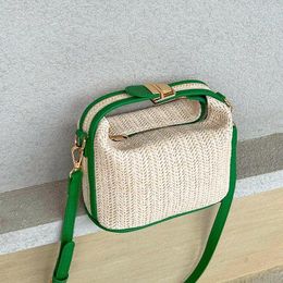 Evening Bags 2024 Straw Crossbody Bag For Women Bohemian Small Knitting Summer Purse And Luxury Handbag Vacational Bucket Beach