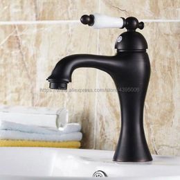 Bathroom Sink Faucets Oil Rubbed Bronze Vanity Faucet Single Ceramic Handles Brass And Cold Basin Mixer Tap Bnf552