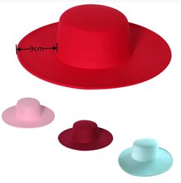 9cm brim fedoras wide flat top hat Panamanian womens mens jazz Church Hat British 240102