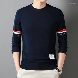 Men's Sweaters 2024 Brand Cotton Cashmere Sweater O-neck Men Knit Pullovers For Male Youth Slim Knitwear Man Tops