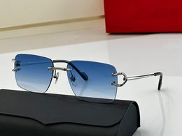 Designer Sunglasses for Women Retro Big Frame Brand Design Vintage 55MM Eyewear Frameless Carti Sun glasses Mens Shade Fashion UV