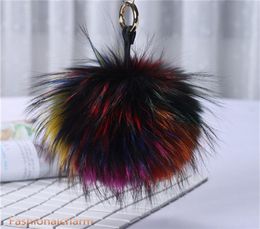 15cm6quot Large Real Raccoon Fur Ball Pompom Bag Charm Keyring Phone Purse Handbag Tassels Gift1843845