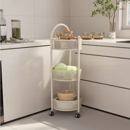 Kitchen Storage Light Luxury Carts Multi-layer Floor Vegetable Basket Nano Baked Paint Spice Holder Living Room Snack Shelves