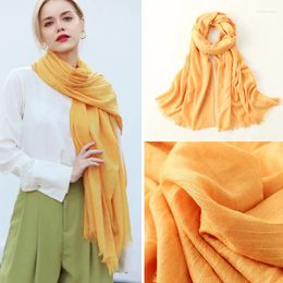 Scarves Solid Colour Cotton And Linen Scarf Women's Artistic Sunscreen Small Beach Long Japanese