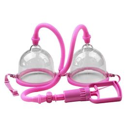 Enhancer Manual Breast Pump Bust Enhancer Physical Massager Enlarger Enlargement Vacuum Suction Dual Cup Bondage Gear Torture Beauty for La