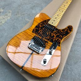 Glossy Orange Flame Maple Top Mat Cat TL Electric Guitar with Maple Fingerboard