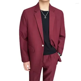 Men's Suits High End Suit Set Slim Fit Casual Blazers Business Male Two Piece Korean Style Trend Solidc Colour