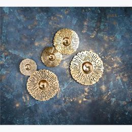 Decorative Figurines Five Golden Flowers And Stars Hollow Metal Wall Decoration Combination