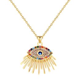 Zircon Evil Blue Eye Necklace for Women Gold Color Copper Turkish Eye Pendant Necklaces Lucky Jewelry Gift