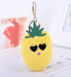 Keychains Fashion Cute Plush Fruit Key Chains Creative Glasses Pineapple Car Keychain Female Bags Pendant Accessories Girl Gift2698717