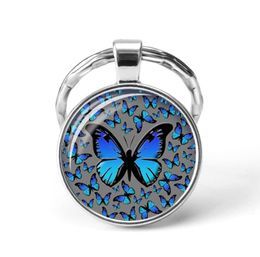 Butterfly Key Ring Art Po Glass Cabochon Keyhain Fashion Gift4135006