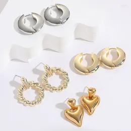 Stud Earrings 2024 Fashion Women Ins Geometric Twisted Twist Round Drop Exaggerated Metal Heart