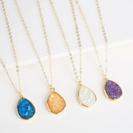 Pendant Necklaces INS High-grade Teardrop Opal Necklace Gold Plated Fashion Statement Elegant Choker Jewellery Party Gifts For Women