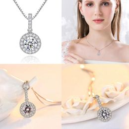 Chains European And American Copper Plated Platinum Pendant Exquisite Disc Zircon Necklace Classic Clavicle Chain Female