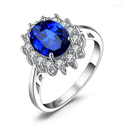 With Side Stones QCOOLJLY Blue Stone CZ Ring For Women Luxury Trendy Wedding Band Woman Female Engagement Jewellery Bijouterie