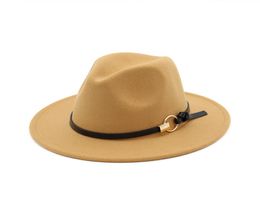 5pcsFashion TOP hats for men women Elegant fashion Solid felt Fedora Hat Band Wide Flat Brim Jazz Hats Stylish Trilby Panama Ca9546234