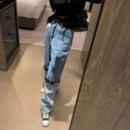MM24 Autumn/winter Women's Jeans New Trendy and Fashionable Colour Block Straight Slender Jeans Pants
