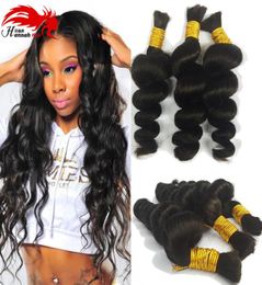 Premium No Attachement Bulk Hair 3 bundles 150gram Cheap Loose curly No Weft Virgin remy Human Remy Hair Braiding Whole5944878