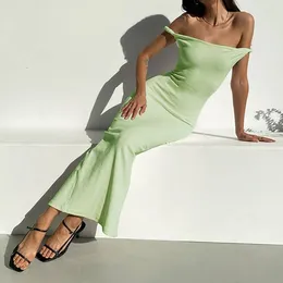 Casual Dresses 2024 Summer Sexy Elegant Backless Mermaid Slip Dress Women Solid Colour Sleeveless Low Cut Slim-fit Maxi For Club Party