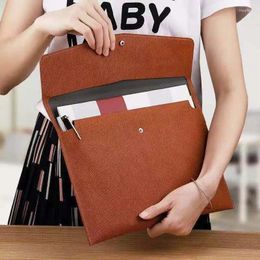 Storage Bags A4 Leather File Folder Simple Big Capacity Document Bag Business Briefcase Paper Bill Office Supplies
