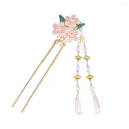 Hair Clips U Shaped Stick Hairstyle Design Tool Non-fading Alloy Elegant Flower Tassel Headdress For Birthday Thanksgiving Day Gift