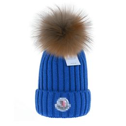 Womens Designer Winter Pompoms Beanie Knitted Woollen Hat Women Chunky Knit Thick Warm Faux Fur Hats Female Bonnet 11colors b7