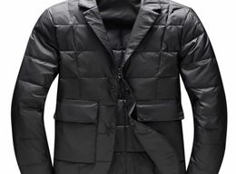 Mens Down Parkas Winter Business Men Single Breasted Slim Fit Suit Down Jacket Light Weight White Duck Down Coat Vintage Office Wo5513333