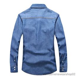 Men's Casual Shirts 2023 spring and autumn Washing Charm jeans shirts Long sleeve men's shirt Denim Wear men's jacket Cowboy wear