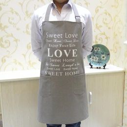 Aprons High quality Canvas Kitchen Apron Korean Waiter Aprons With Pockets Restaurant Home Cooking Tool Shop Art Work Apron