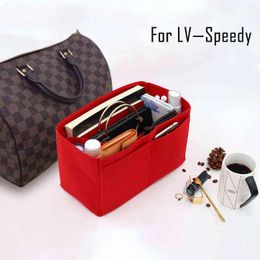 Organizer for Speedy 25 30 35 Felt Insert Bag Women Insert Organizer Handbag Organizer with Pockets for Cosmetics Makeup Bag Organizers 2207