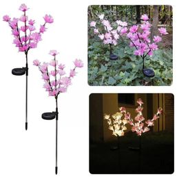 Solar Powered Peach Blossom Tree Landscape Lamp Outdoor Lawn Pathway Waterproof Decorative Garden Lights Stake Y6B1