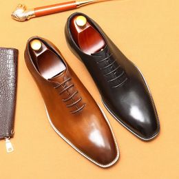 Autentico uomo italiano in pelle formale in pelle fatta a mano comoda comoda matrimonio nero di nozze sociali oxfords uomo 240102 811b