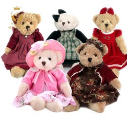 1Pcs 40CM Female Retro Floral Teddy Bear Plush Stuffed Toys Cute Dolls Baby toys Girls Gift 240103