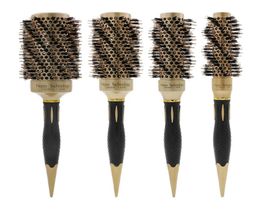 Boar Brislte Massage Ionic Salon Curling Brush Professional Hairdressing Ceramic Coating Barrel Round Ceramic Hair Brush2832665