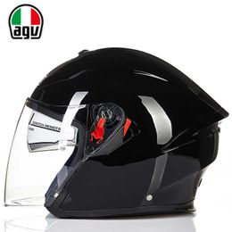 Helmets Moto AGV Motorcycle Design Safety Comfort Defective Agv K5 for Men and Women Riding Double Lens Half Helmet Motorcycle Equipment HVQ9