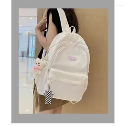 School Bags Solid Cute Girl Backpack Female Trendy High Capacity College Women Student Book Bag Kawaii Nylon Travel