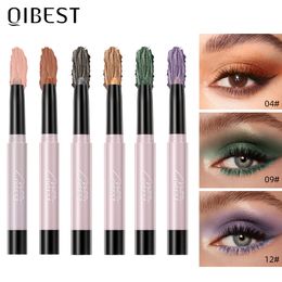QIBEST Pearlescent Silkworm Eyeshadow Pencil Lasting Glitter Shiny Pigment Makeup Waterproof Nude Matte Eye Shadow Pen