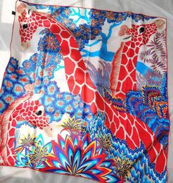 100 Mulberry 9090cm Designer Hand Rolled Edges Foulard 90x90 Natural Silk Mulberry Scarfs giraffe3886901