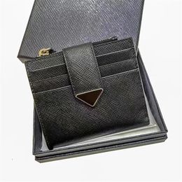 Purses Luxury Designer Saffiano Triangle Leather wallets coin purses mens Womens cards holder Genuine Leather with box cardholder wallet