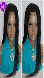 Stock box braid wig Synthetic lace front wig 1B black micro braid wig with baby hair for women heat resistant fiber glueless1703082
